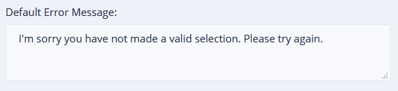 Default error message
